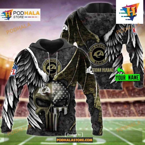 Los Angeles Rams NFL Custom Name Luxury Eagle Skull Design Shirt NFL Hoodie 3D