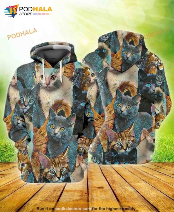 Love Cute Cats 3D Hoodie Sweatshirt