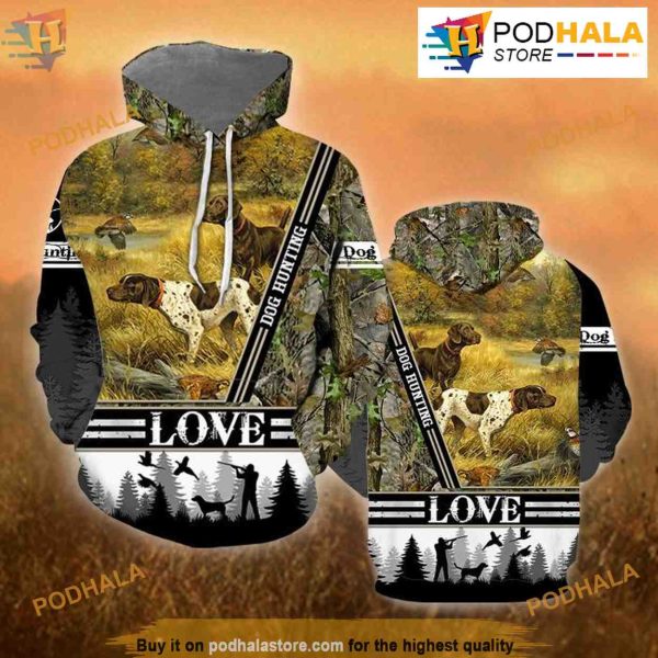 Love Dog Hunting Full Over Printed Unisex 3D Hoodie