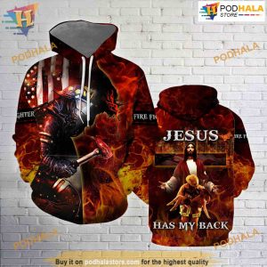 Love Firefighter Jesus All Over Printed 3D Hoodie Sweatshirt