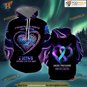 Love Heart Teal And Purple All Over Printed 3D Hoodie Sweatshirt