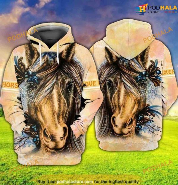 Love Horse For Christmas 3D Funny Christmas Hoodie