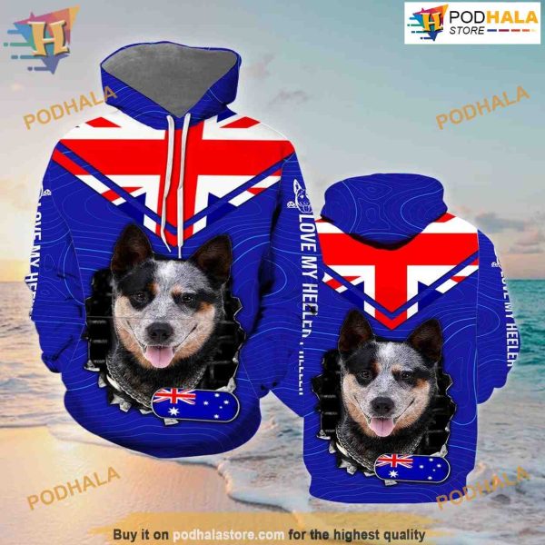 Love My Heeler Australian All Over Printed 3D Hoodie Sweatshirt