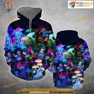 Magic Mushrooms Forest Hippie All Over Printed 3D Hoodie Sweatshirt