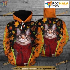 Maine Coon Cat Full Over Printed Unisex 3D Hoodie