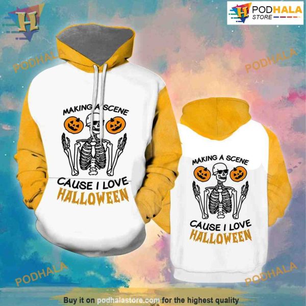 Making A Scene Cause I Love Halloween All Over Printed 3D Hoodie Sweatshirt