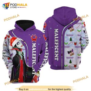 Maleficent Violet Christmas Disney AOP Unisex 3D Hoodie