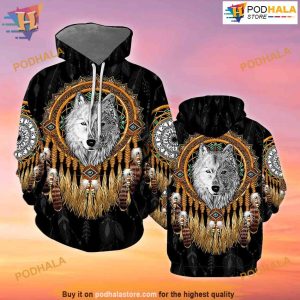 Mandala Dreamcatcher Native Wolf All Over Printed 3D Hoodie Sweatshirt