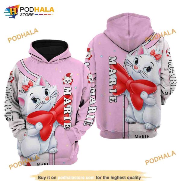 Marie Cat Pink Christmas Disney AOP Unisex 3D Hoodie