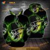 Marijuana Leaf Green Weed Cool Skull All Over Print 3D Hoodie