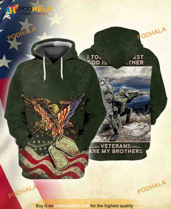 Memorial Day Veterans American Flag Eagle Veterans Are My Brother 3D Hoodie