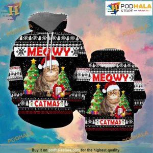 Meowy Xmas 3D Funny Hoodie Christmas