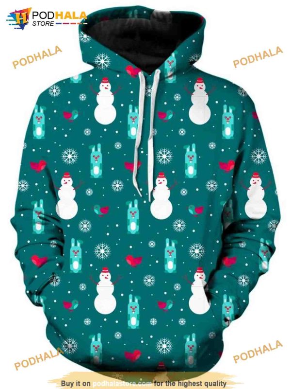 Merry Christmas Snowman Pattern 3D Hoodie