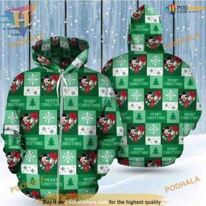 Merry Xmas Mickey Face 3D Hoodie