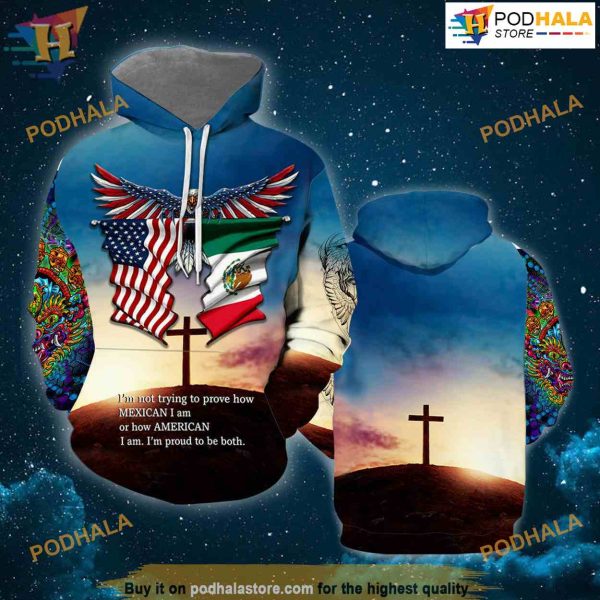 Mexican And America All Over Printed 3D Hoodie Sweatshirt