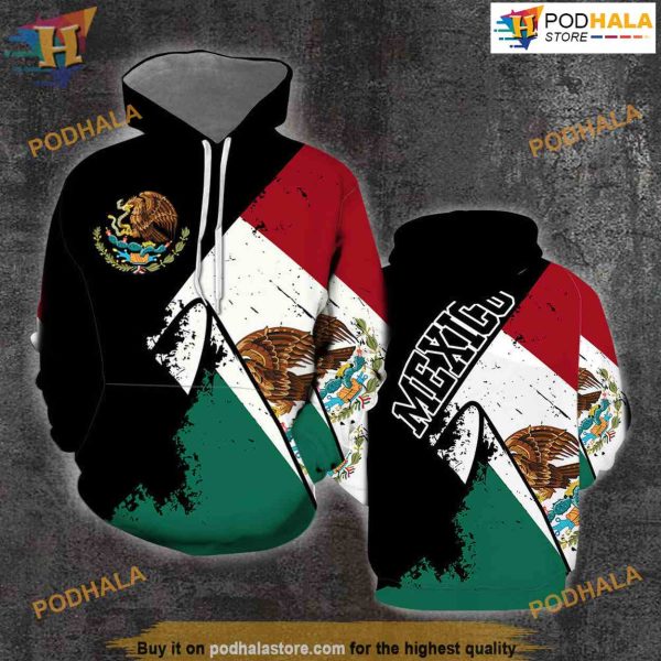 Mexico Grunge Flag All Over Printed 3D Hoodie Sweatshirt