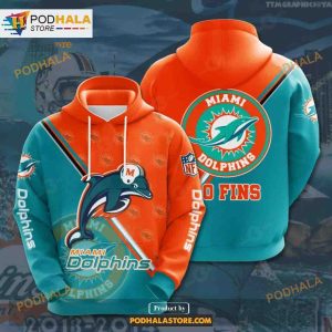 Miami Dolphins 3D Team Logo NFL Hoodie 3D