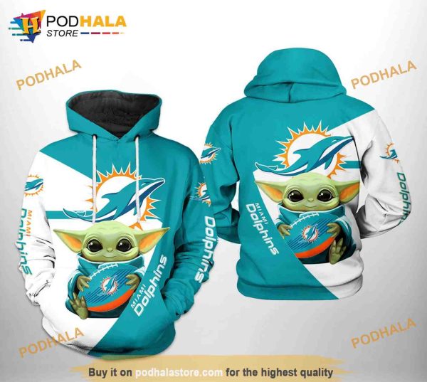 Miami Dolphins NFL Baby Yoda Team 3D Hoodie