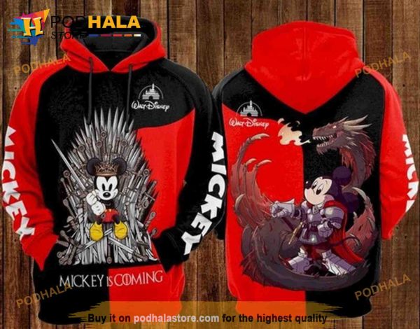 Mickey And Minnie Disney Is Coming Dragon 3D Hoodie Sweatshirt