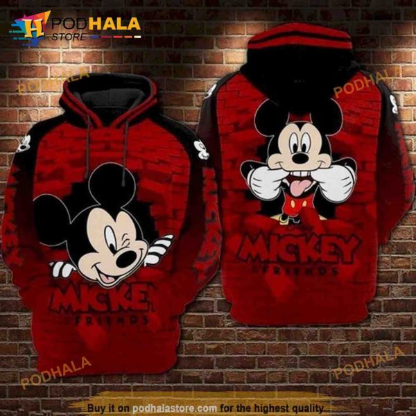 Mickey And Minnie Mouse Brick Wall Style 3D Hoodie Sweatshirt