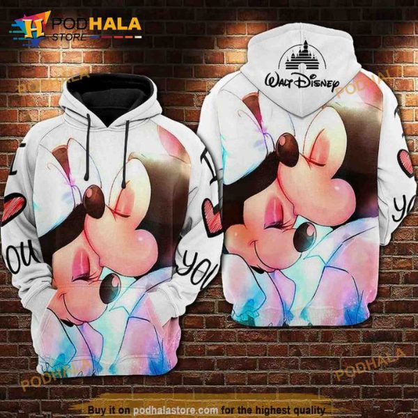 Mickey And Minnie Over Print 3D Hoodie Sweatshirt