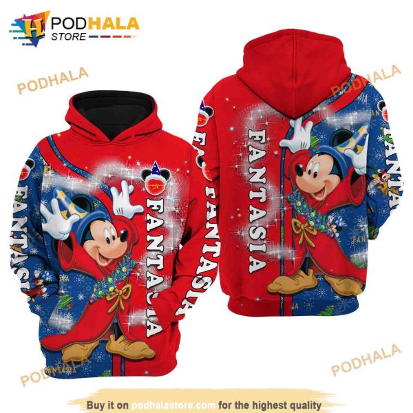 Mickey Fantasia Santa Claus Christmas Disney AOP Unisex Hoodie