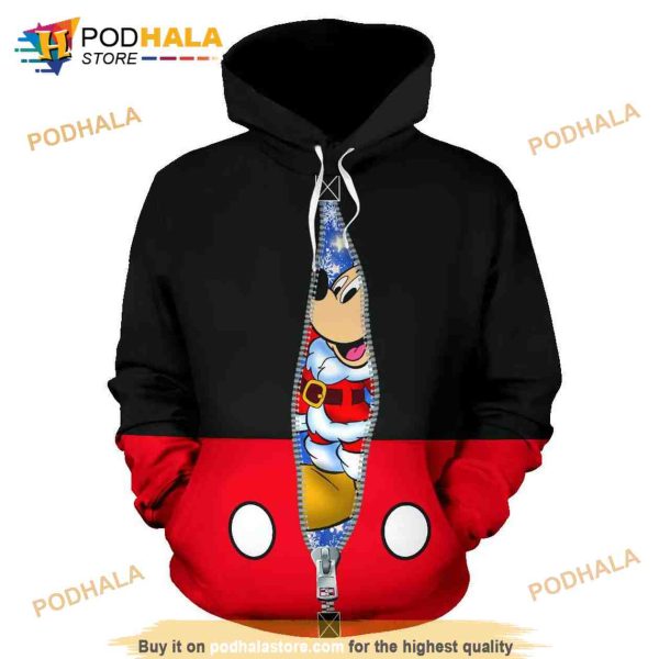 Mickey Hidden Santa Christmas Gift 3D Hoodie Sweatshirt