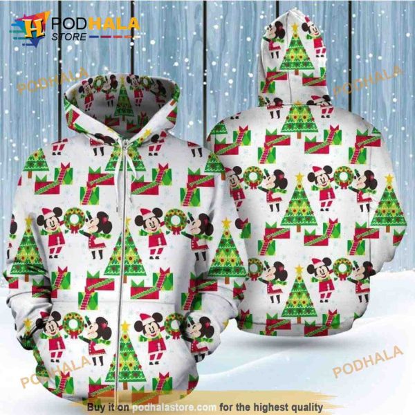 Mickey Minnie Christmas Tree Cute Pattern 3D Hoodie Sweatshirt