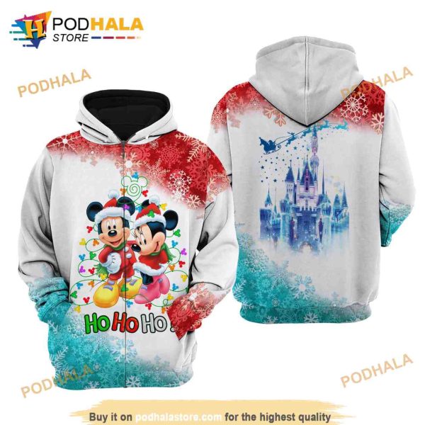 Mickey & Minnie Ho Ho Ho Christmas Disney AOP Unisex Hoodie