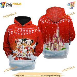 Mickey & Minnie Red Christmas Disney 3D Hoodie for All Great Gifts