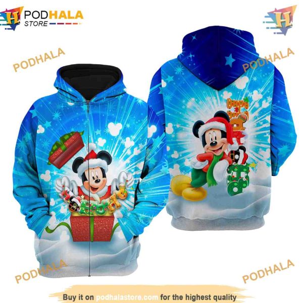 Mickey Mouse Blue Christmas Disney 3D Hoodie