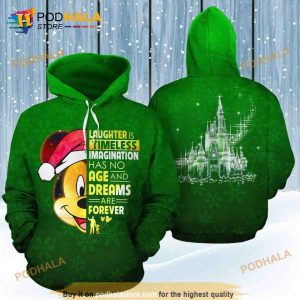 Mickey Mouse Face Christmas Quote Green 3D Hoodie Sweatshirt