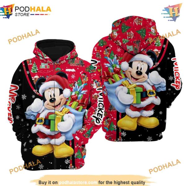 Mickey Mouse Red Christmas Disney 3D Hoodie