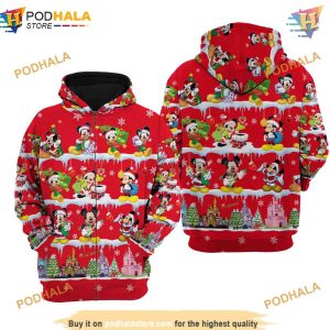 Mickey Mouse Red Merry Christmas Disney Unisex 3D Hoodie Ideal Gifts