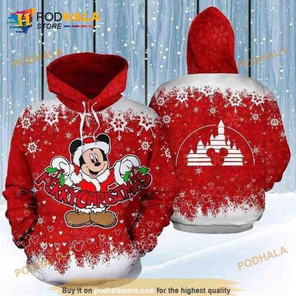 Mickey Santa Merry Christmas 3D Hoodie Sweatshirt