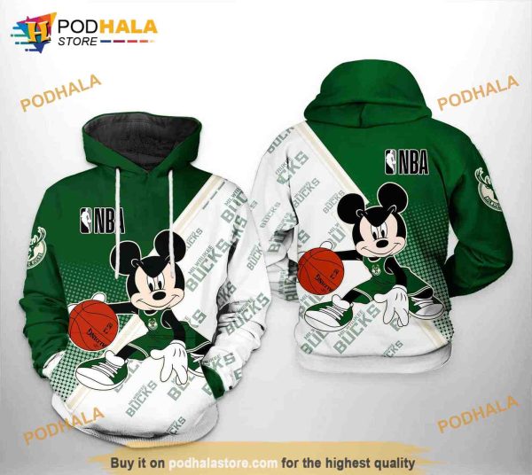 Milwaukee Bucks NBA Mickey 3D Hoodie