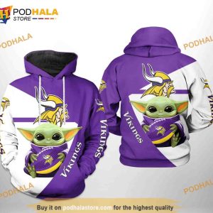 Minnesota Vikings NFL Baby Yoda Team 3D Hoodie