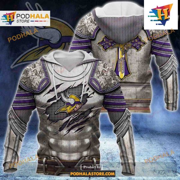 Minnesota Vikings NFL Knight Templar Armor Shirt NFL Hoodie 3D