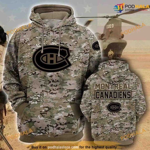 Montreal Canadiens Camouflage Veteran 3D Funny Christmas Hoodie