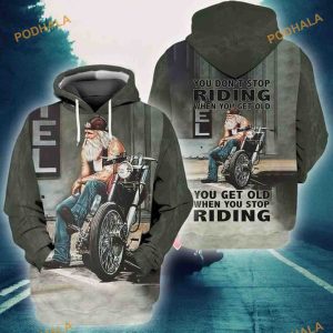 Motorcycles You Dont Stop Riding Full Printing 3D Funny Christmas Hoodie