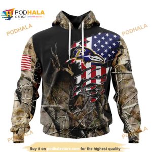 NFL Baltimore Ravens Special Camo Realtree Hunting Shirt 3D Hoodie