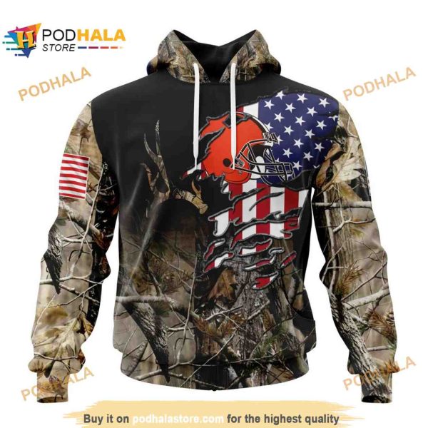 NFL Cleveland Browns Special Camo Realtree Hunting Shirt 3D Hoodie