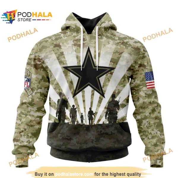 NFL Dallas Cowboys Salute To Service Honor Veterans Shirt 3D Hoodie