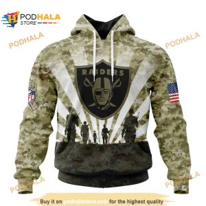 NFL Las Vegas Raiders Salute To Service Honor Veterans Shirt 3D Hoodie