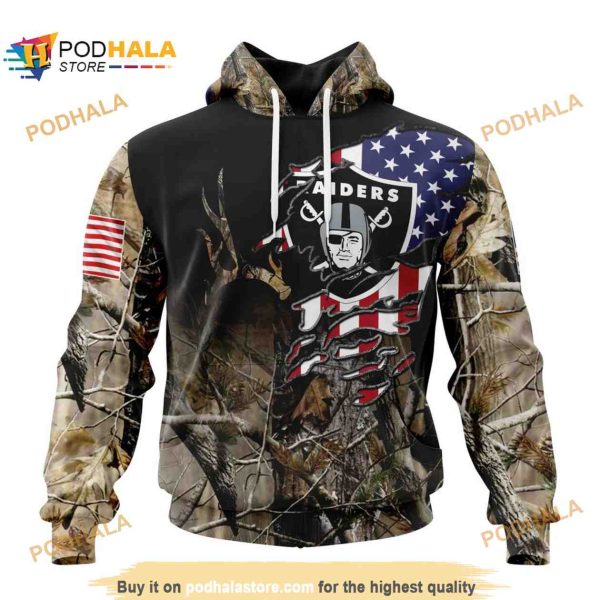 NFL Las Vegas Raiders Special Camo Realtree Hunting Shirt 3D Hoodie