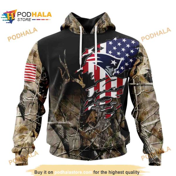 NFL New England Patriots Special Camo Realtree Hunting Shirt 3D Hoodie