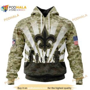 NFL New Orleans Saints Salute To Service Honor Veterans Shirt 3D Hoodie