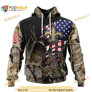 NFL New Orleans Saints Special Camo Realtree Hunting Shirt 3D Hoodie