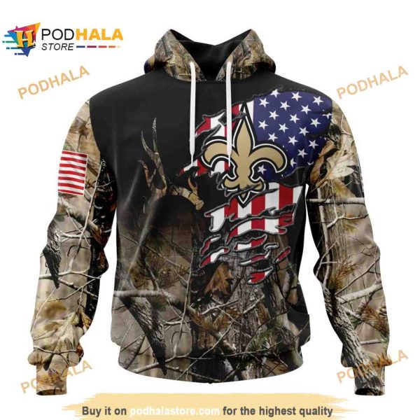 NFL New Orleans Saints Special Camo Realtree Hunting Shirt 3D Hoodie