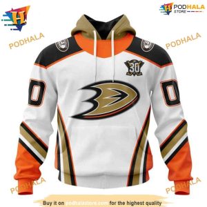 NHL 2023 30th Anniversary Away Personalized Ducks Hockey Hoodie 3D